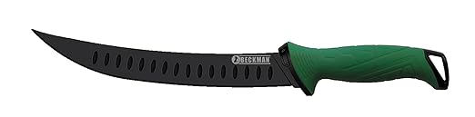 Beckman Fillet Knife 9" 420J2 Stainless Blade and Ergonomic Soft Grip Handle,Green